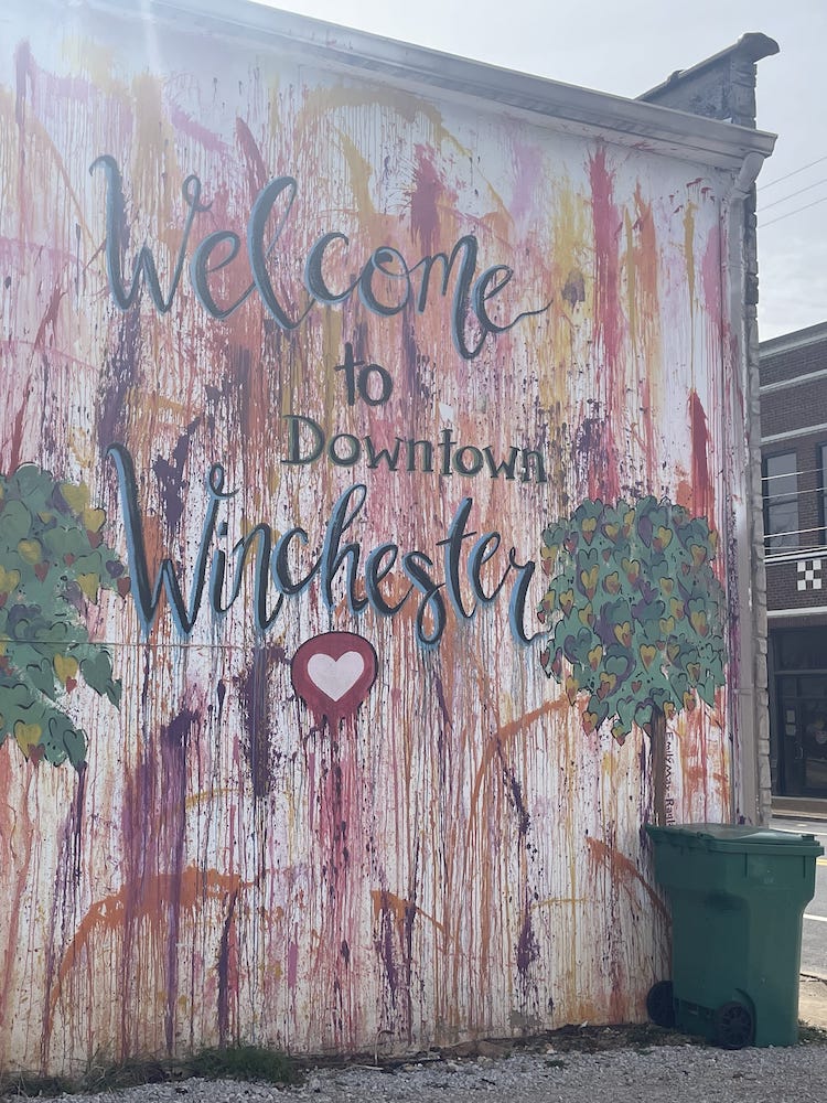 mural welcoming newcomers to winchester, tn